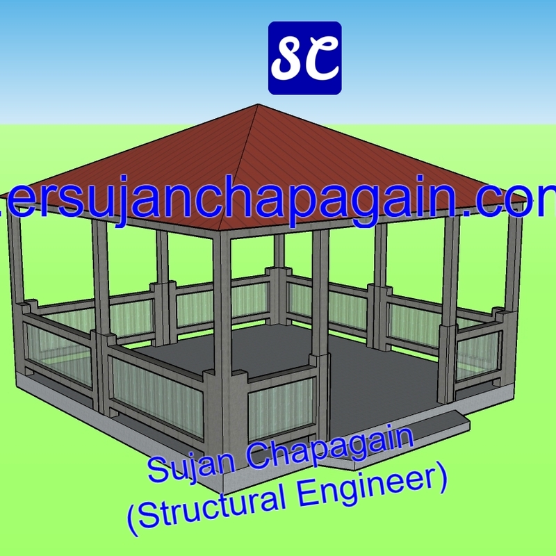Steel and concrete outdoor waiting shed design