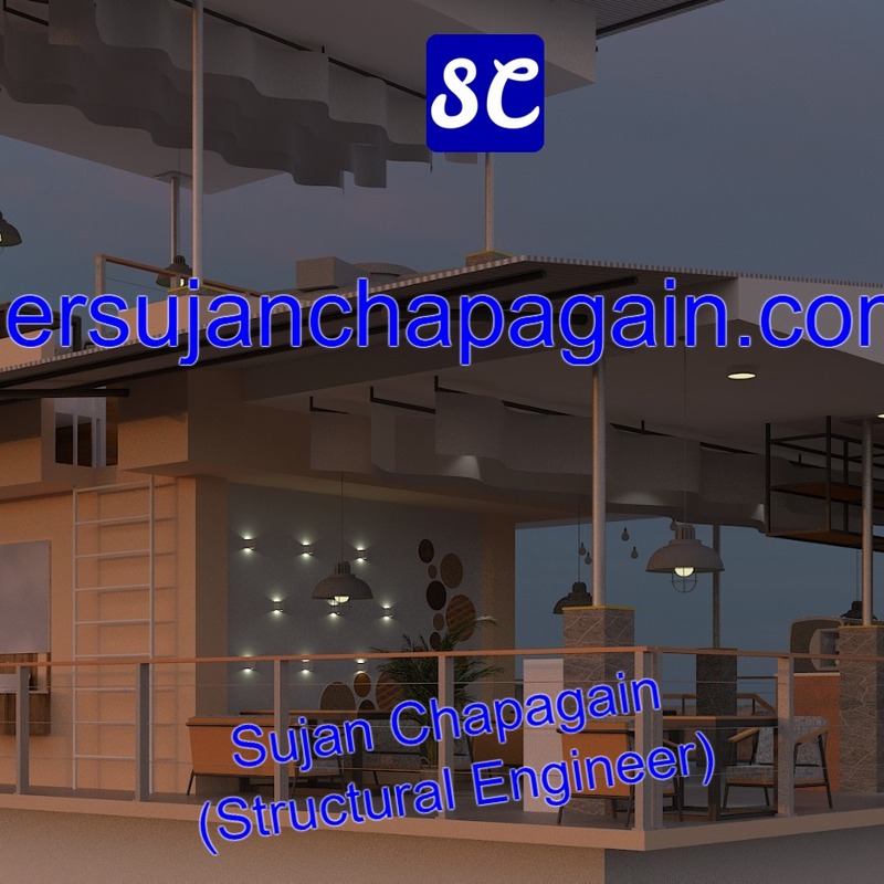 Steel commercial building 3D model view from side