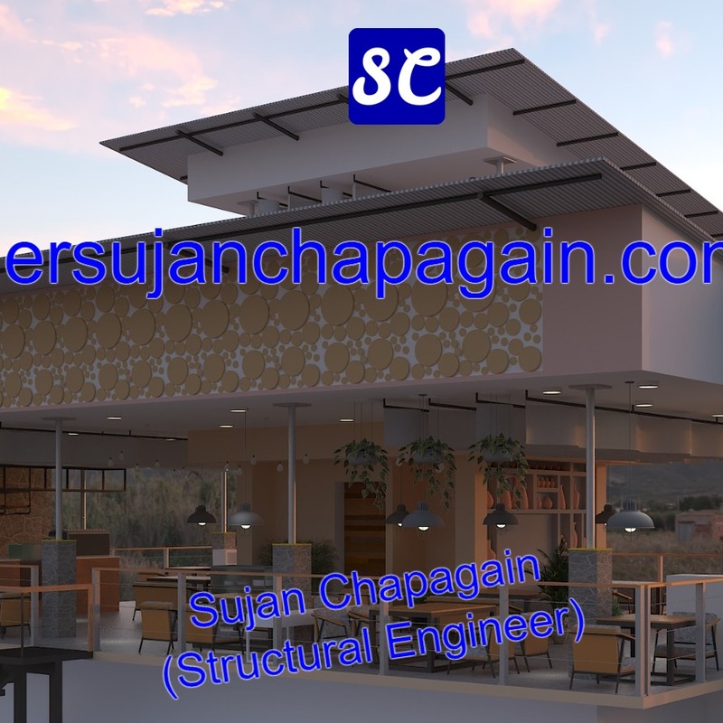 Steel commercial building 3D model view from front